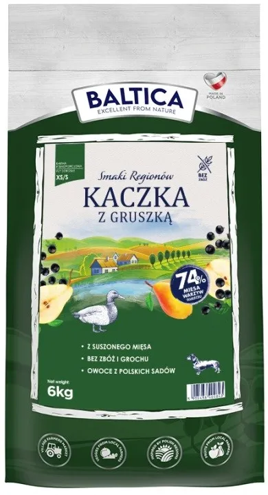 BALTICA Smaki regionów Small breeds Duck with pear - dry dog food - 6kg