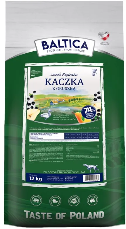 BALTICA Smaki regionów Medium and large breeds Duck with pear - dry dog food - 12kg