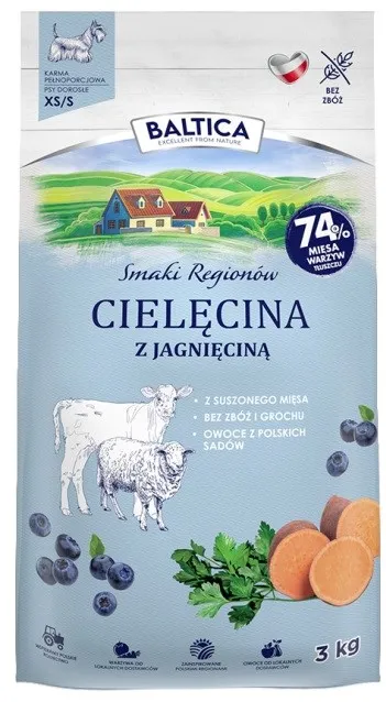 BALTICA Smaki regionów Small breeds Veal with lamb - dry dog food - 3kg
