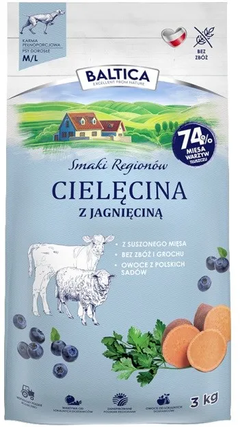 BALTICA Smaki regionów Medium and large breeds Veal with lamb - dry dog food - 3kg
