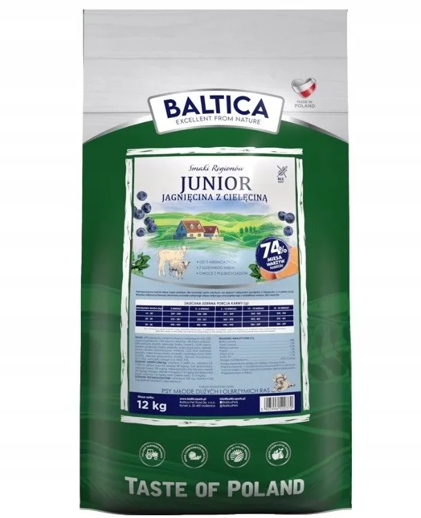 BALTICA Smaki regionów Junior Lamb with veal - dry dog food - 12kg