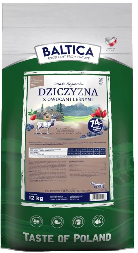 BALTICA Flavours of regions Venison with forest fruits Medium and large breeds - dry dog food - 12kg