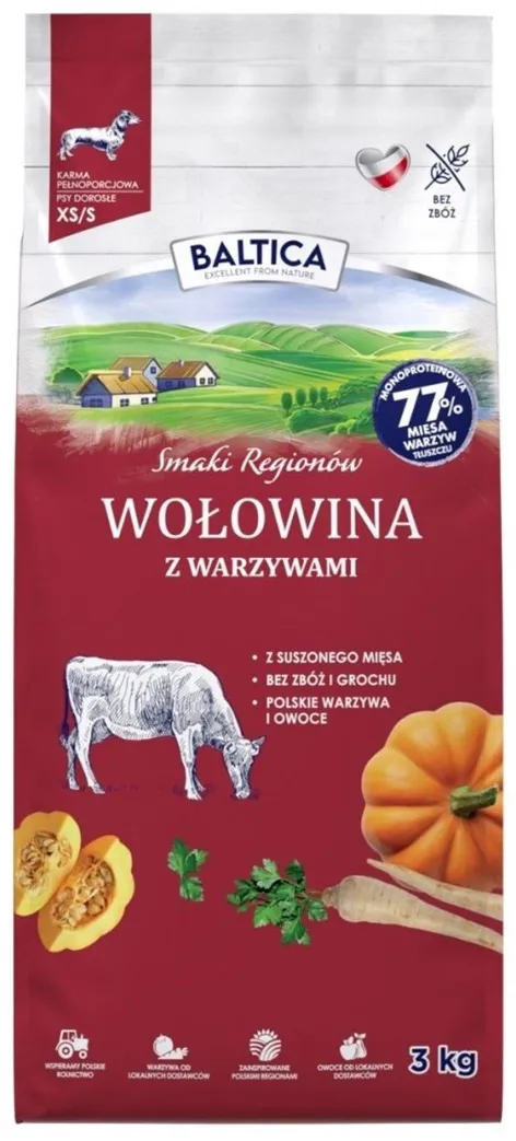 BALTICA Flavours of regions Beef with vegetables Small breeds - dry dog food - 3kg