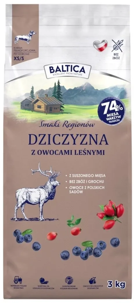 BALTICA Flavours of regions Venison with forest fruits Small breeds - dry dog food - 3kg