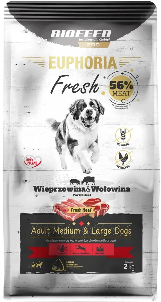BIOFEED Euphoria Fresh Adult Medium & Large Pork with beef - dry dog food - 2kg