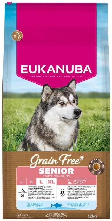 EUKANUBA Grain Free Senior Large Ocean Fish - dry dog food - 12kg