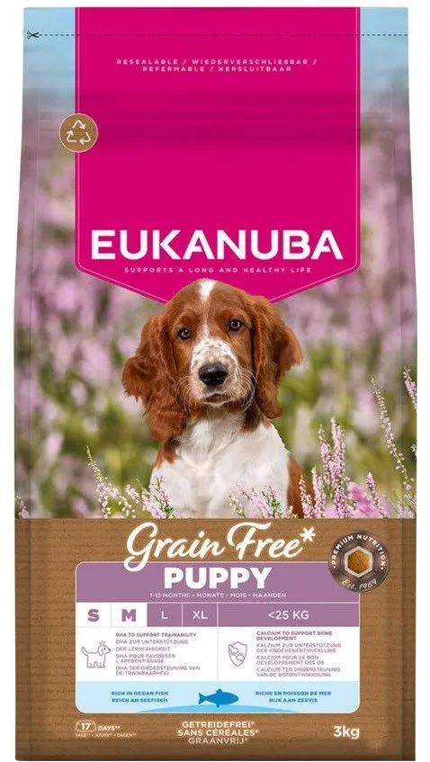 EUKANUBA Grain Free Puppy Small/Medium Ocean Fish - dry dog food - 3kg