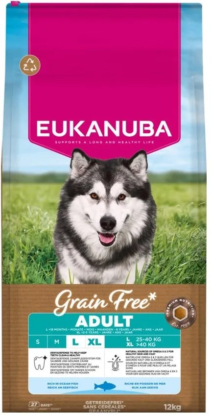 EUKANUBA Grain Free Adult Large Ocean Fish - dry dog food - 12kg