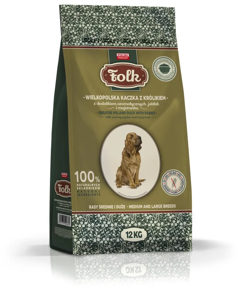 FOLK Medium and large breeds Traditional Greater Poland duck with rabbit, apples and marjoram - dry dog food - 12kg