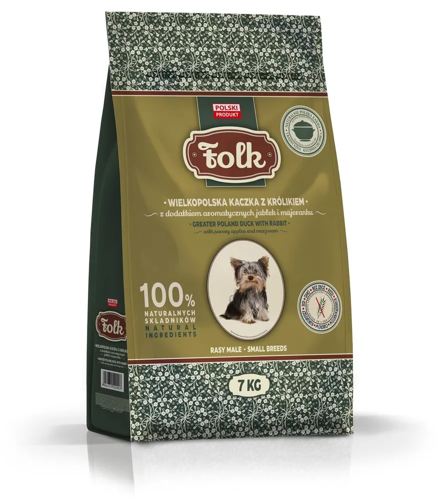 FOLK Small breeds Traditional Greater Poland duck with rabbit, apples and marjoram - dry dog food - 7kg