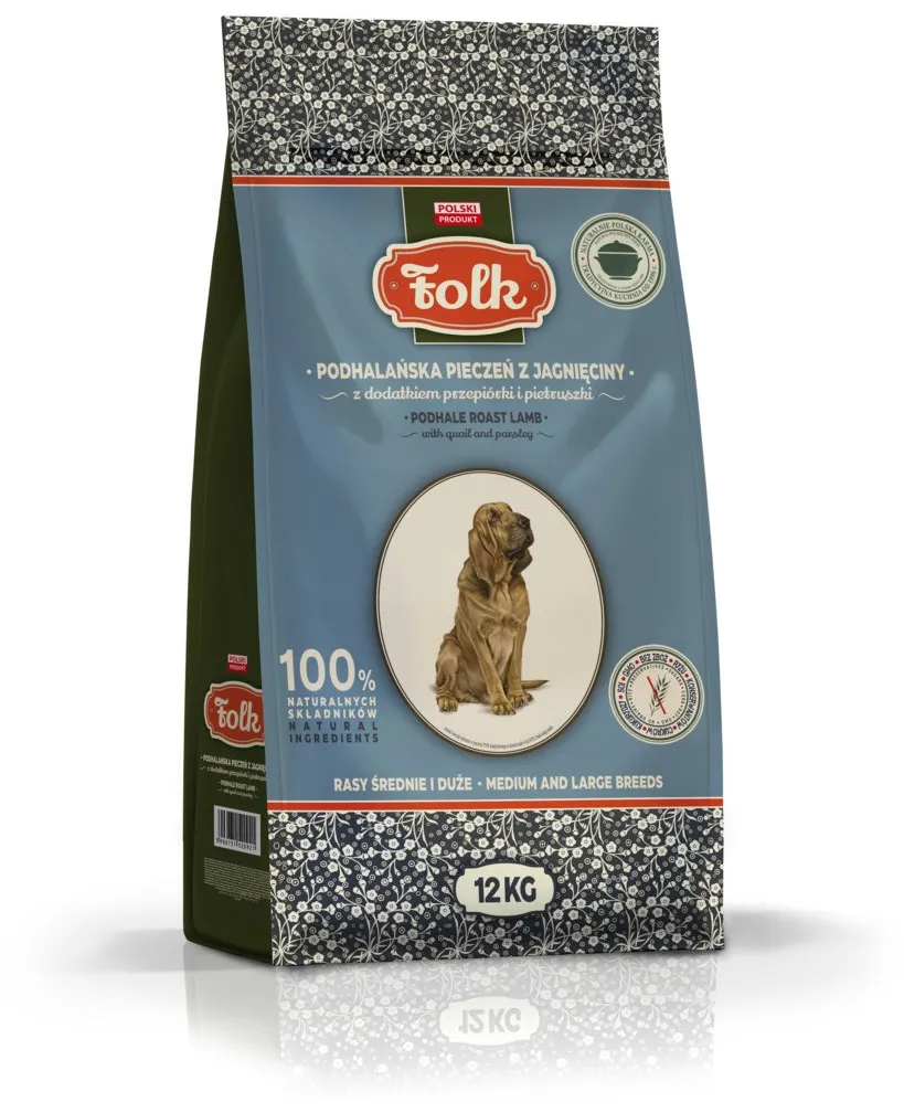 FOLK Medium and large breeds Podhale-style lamb roast with quail and parsley - dry dog food - 12kg
