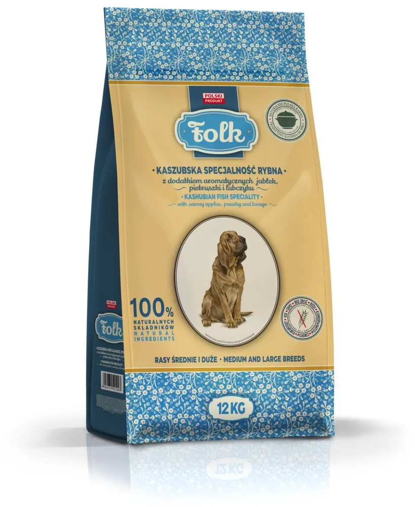 FOLK Medium and large breeds Kashubian-style fish specialty with apples, parsley and lovage - dry dog food - 12kg