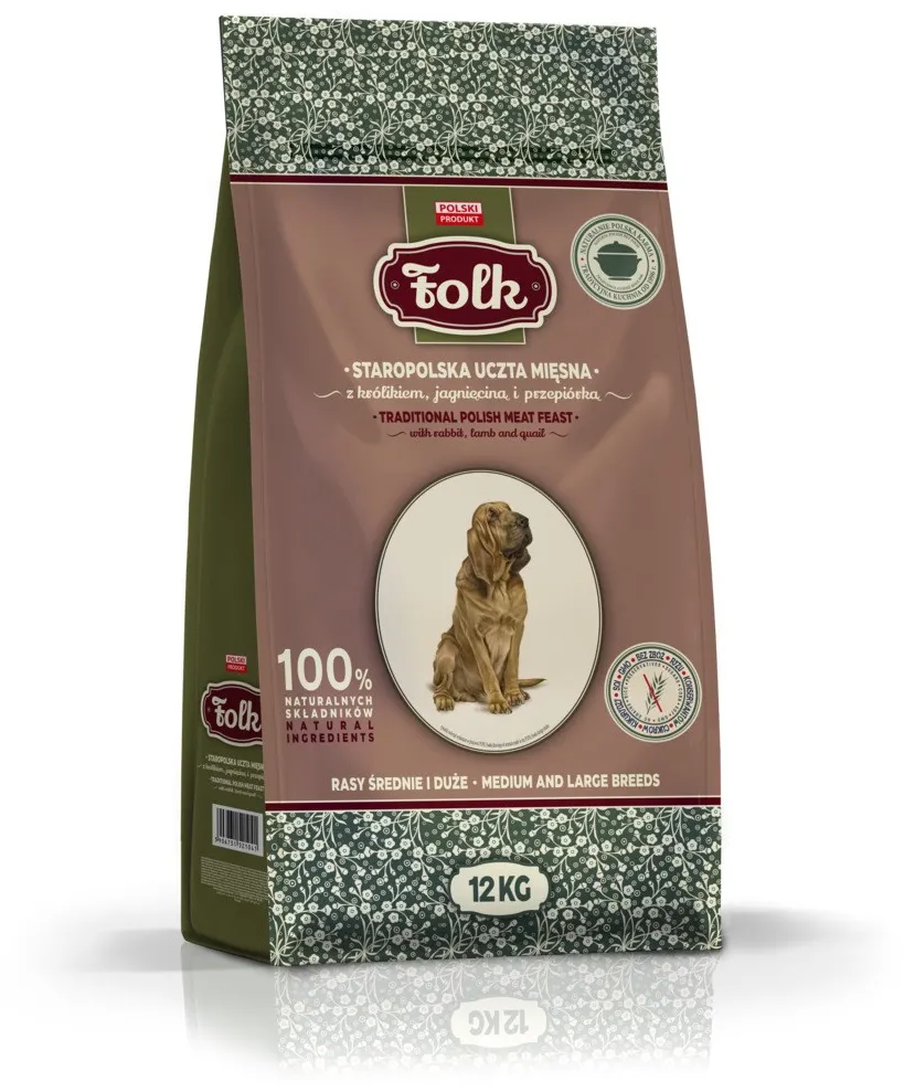 FOLK Medium and large breeds Traditional polish meat feast with rabbit, lamb and quail - dry dog food - 12kg