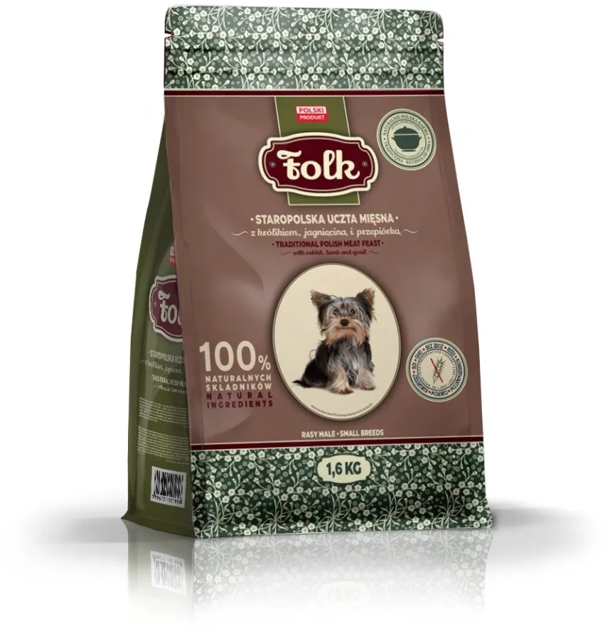 FOLK Small breeds Traditional polish meat feast with rabbit, lamb and quail - dry dog food - 1,6kg