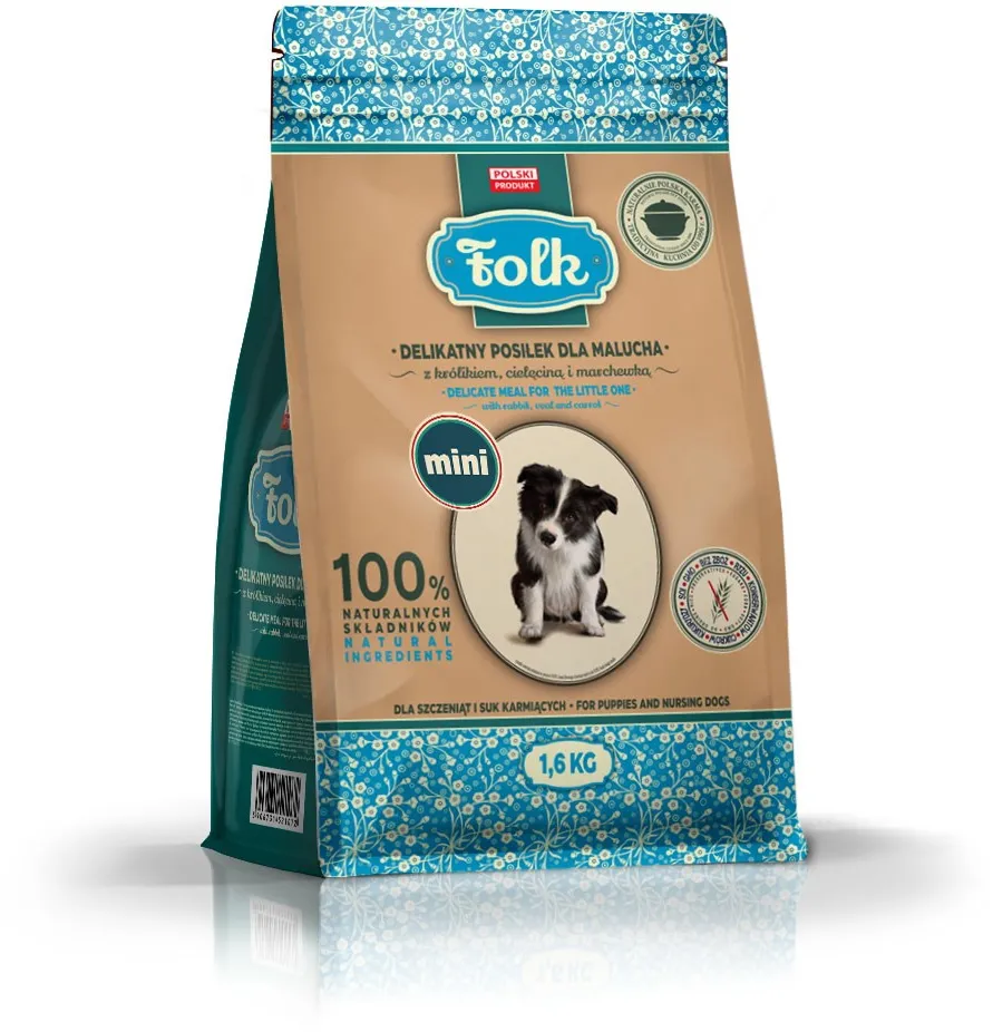 FOLK Junior Small breeds Gentle meal for puppy with rabbit, veal and carrot - dry dog food - 1,6kg