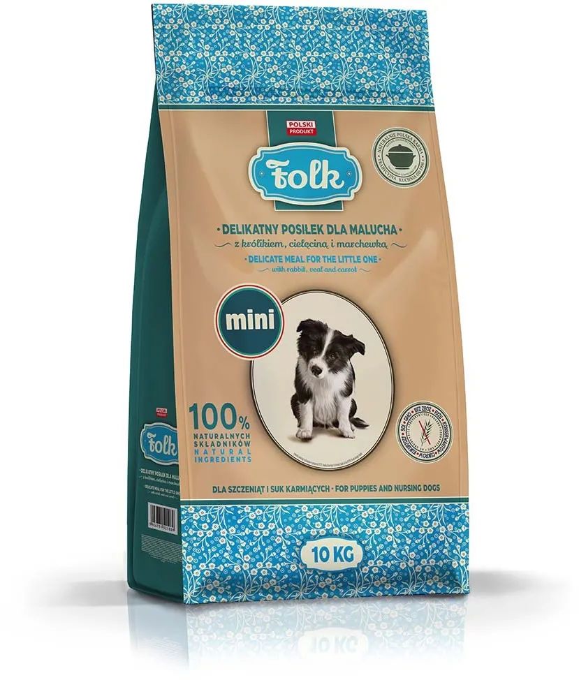 FOLK Junior Small breeds Gentle meal for puppy with rabbit, veal and carrot - dry dog food - 10kg