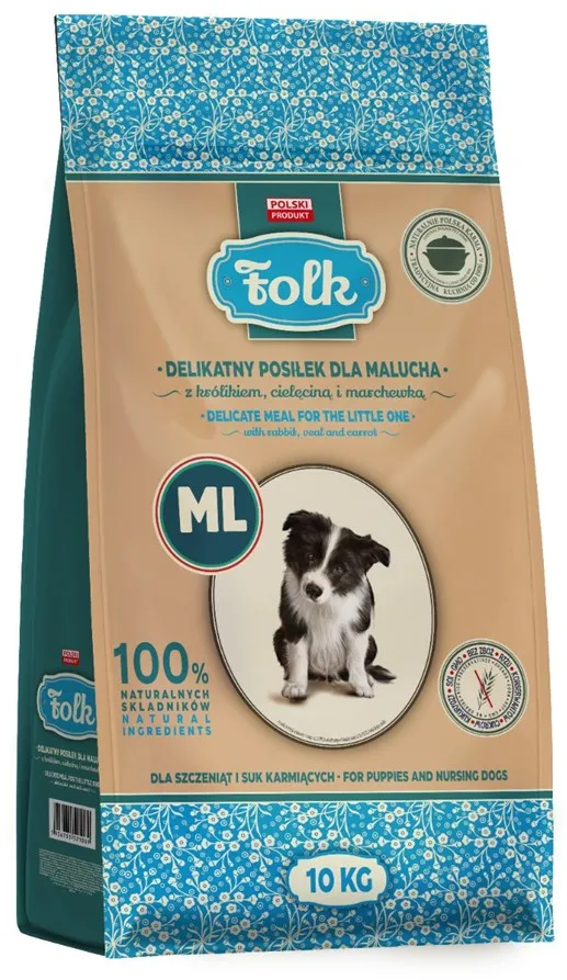 FOLK Junior Medium and large breeds Gentle meal for puppy with rabbit, veal and carrot - dry dog food - 10kg