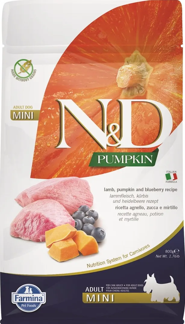 FARMINA N&D Pumpkin Dog Lamb & Blueberry Adult Mini - dry dog food - 800 g