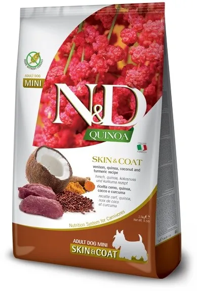 FARMINA N&D Quinoa Dog Skin&Coat Venison, Coconut Adult Mini  - dry dog food - 2.5 kg