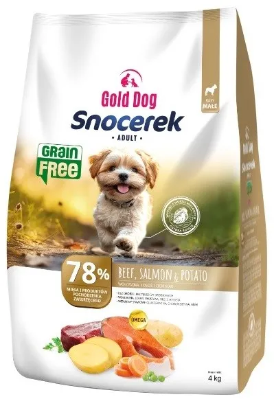 GOLD DOG Snocerek Grain Free Small breeds beef and salmon, potato- dry dog food - 4kg