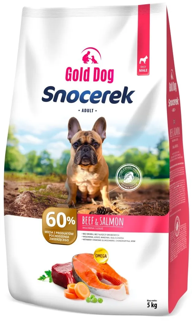GOLD DOG Snocerek Small breeds beef and salmon - dry dog food - 5kg