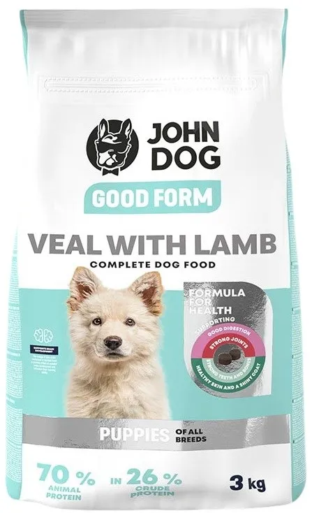 JOHN DOG Junior Good Form Veal with lamb - dry dog food - 3kg