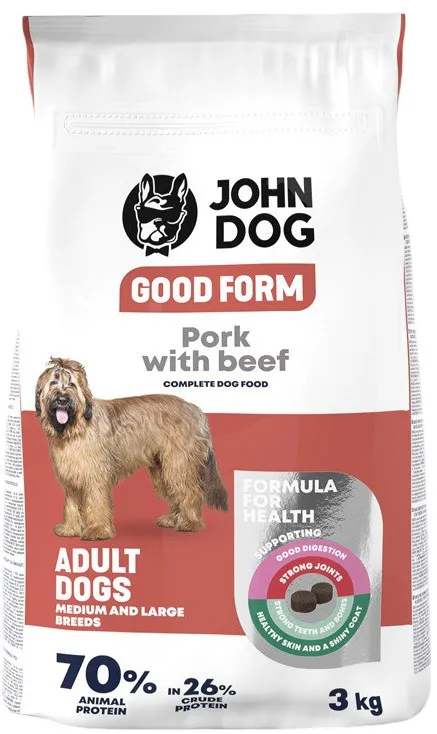 JOHN DOG Good Form Medium and large breeds Pork with beef - dry dog food - 3kg