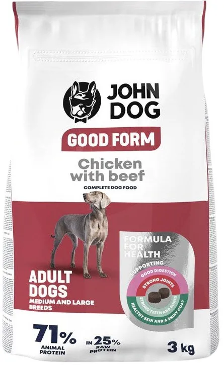 JOHN DOG Good Form Medium and large breeds Chicken with beef - dry dog food - 3kg
