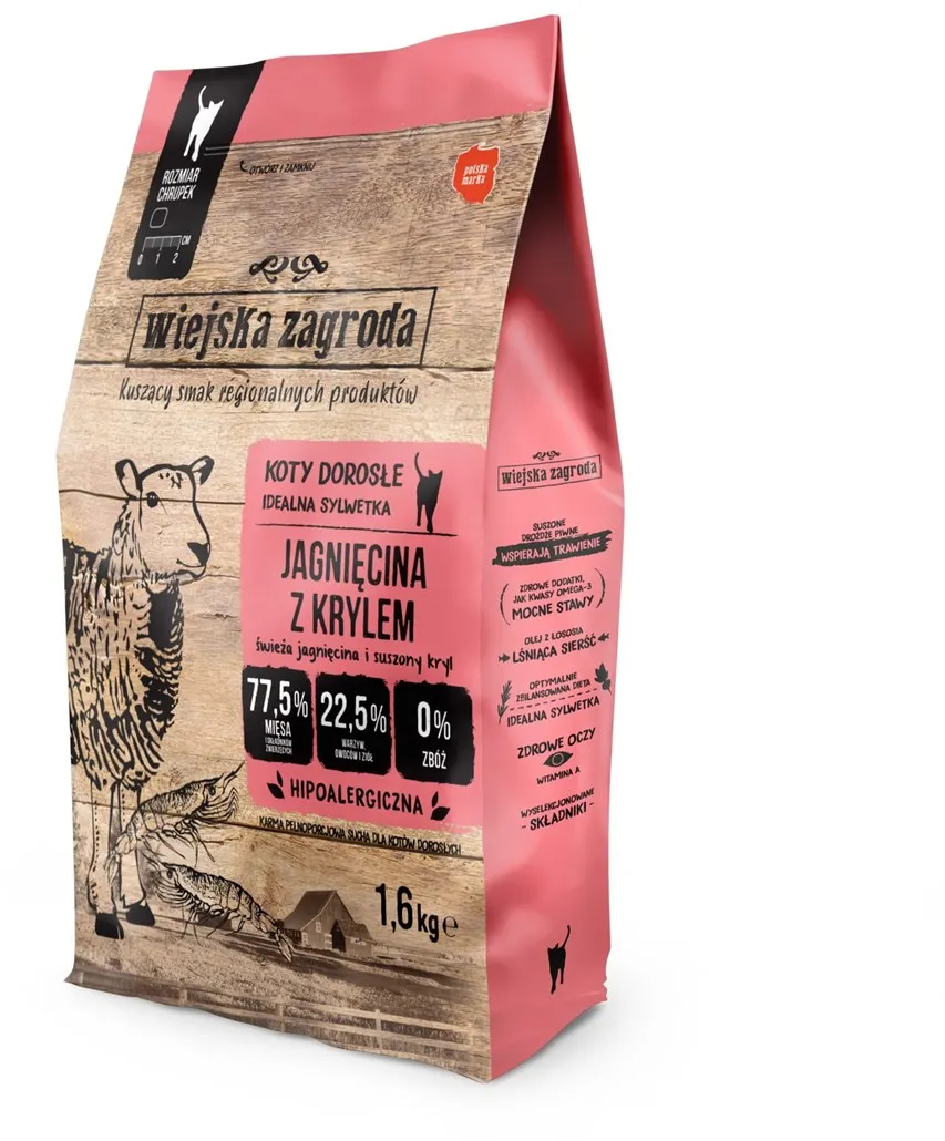 WIEJSKA ZAGRODA Lamb with krill - dry cat food - 400g