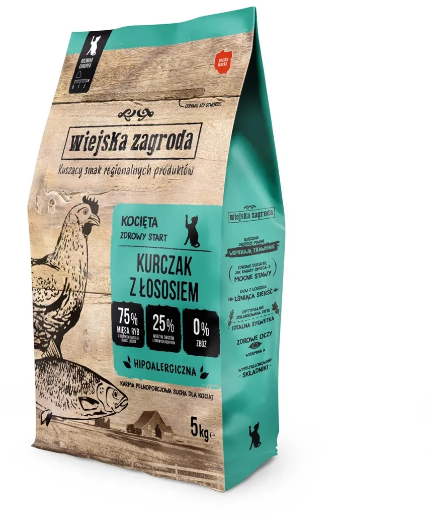WIEJSKA ZAGRODA Kittens Chicken with salmon - dry cat food - 5kg