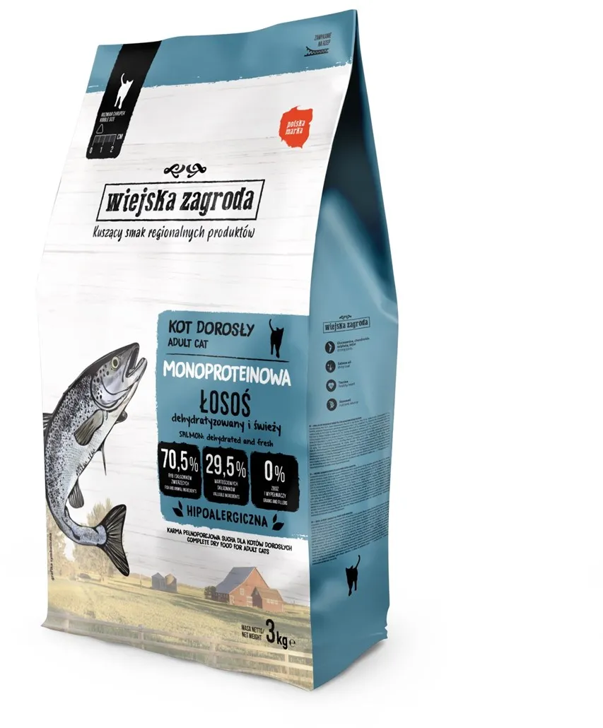 WIEJSKA ZAGRODA Monoprotein Salmon - dry cat food - 3kg