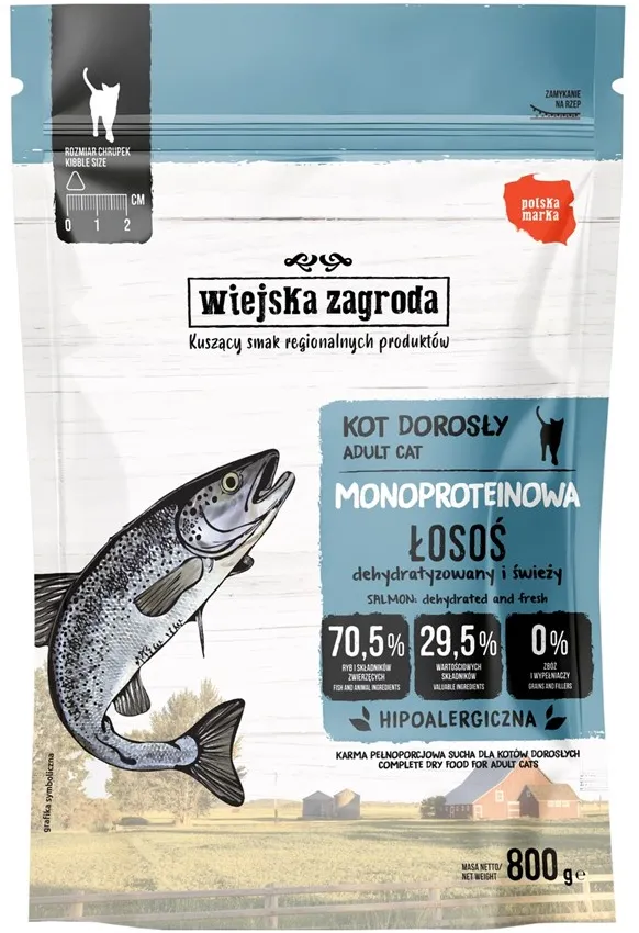 WIEJSKA ZAGRODA Monoprotein Salmon - dry cat food - 800g