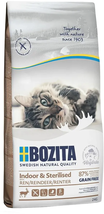 BOZITA Indoor & Sterilised Grain Free Reindeer – dry cat food – 2kg