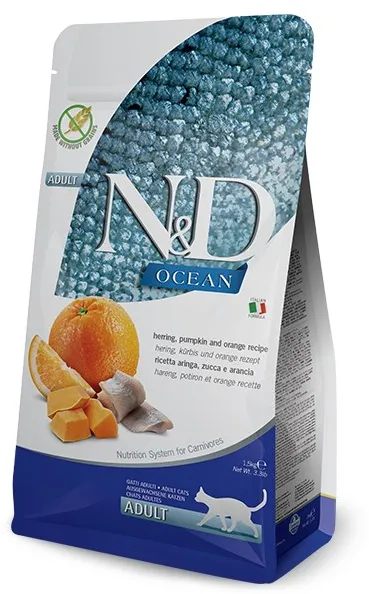 FARMINA N&D Ocean Herring Pumpkin&Orange Adult - dry cat food - 1,5 kg