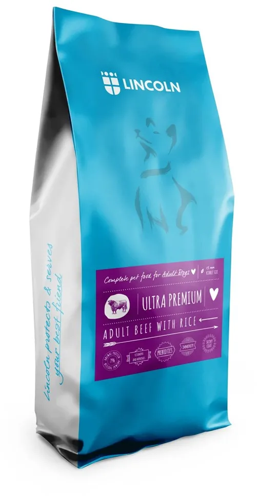 LINCOLN Ultra premium Adult Large and medium Beef with rice  - dry dog food - 12kg