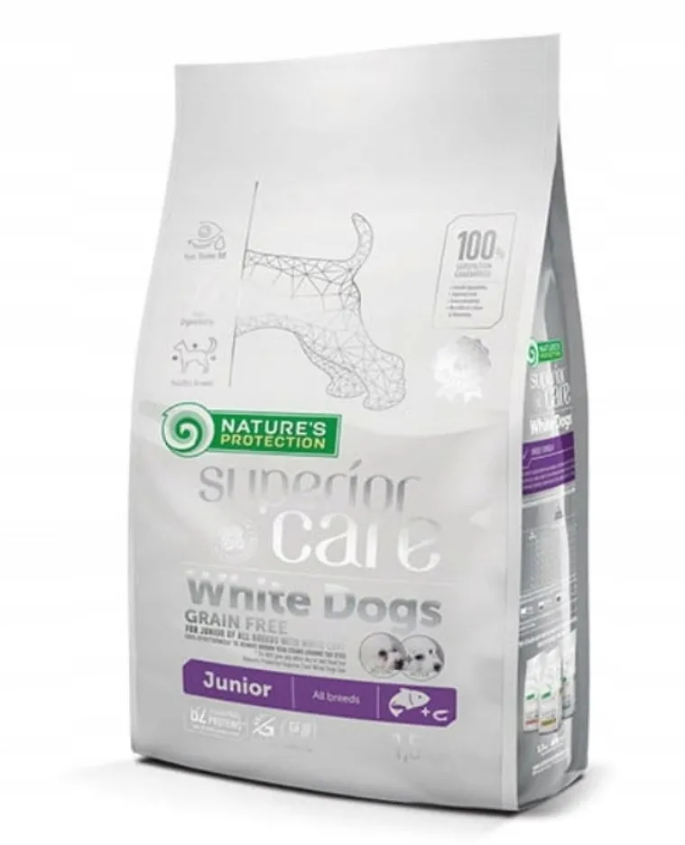 NATURE'S PROTECTION Superior Care White Dogs Grain Free Junior Salmon - dry food for puppies - 1.5 kg