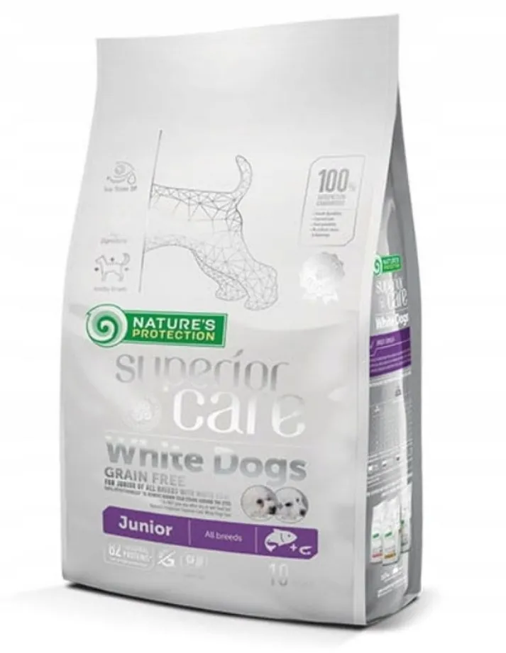 NATURE'S PROTECTION Superior Care White Dogs Grain Free Junior Salmon - dry food for puppies - 10 kg