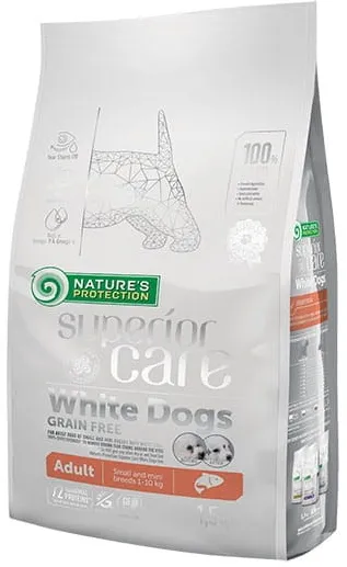 NATURE'S PROTECTION Superior Care White Dogs Grain Free Junior Small Białoryba - dry food for puppies - 1.5 kg
