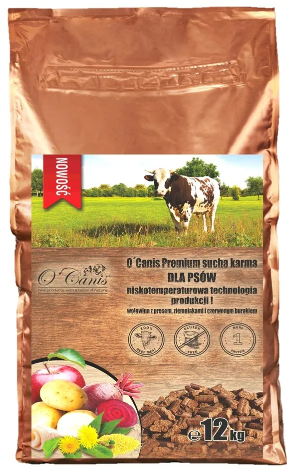 O'CANIS Premium Beef with millet, potatoes, and red beetroot - dry dog food - 12kg