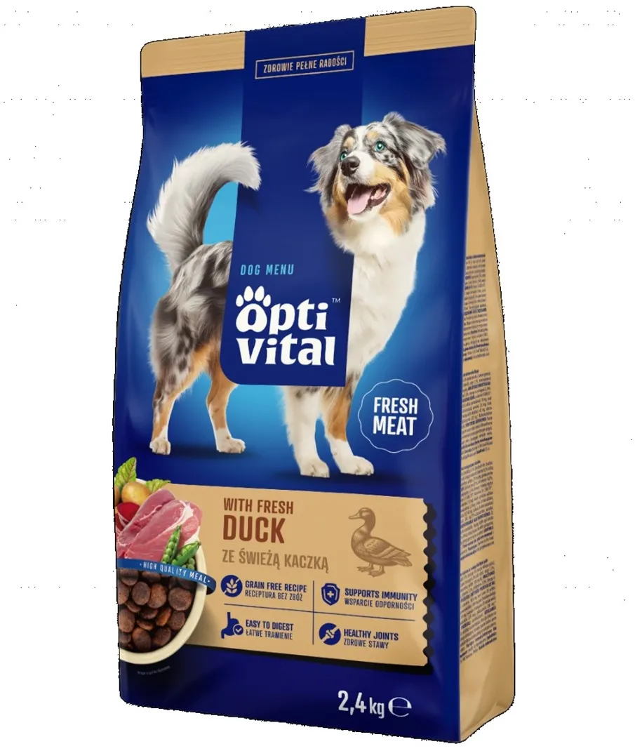 OPTIVITAL With fresh duck - dry dog food - 2,4kg