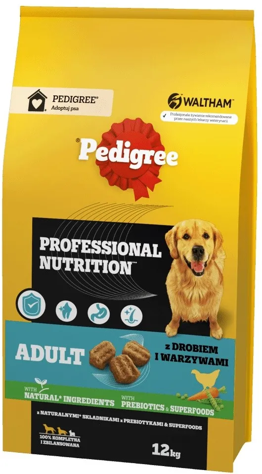 PEDIGREE Professional Nutrition Adult with poultry and vegetables, medium and large breeds - dry dog food - 12kg