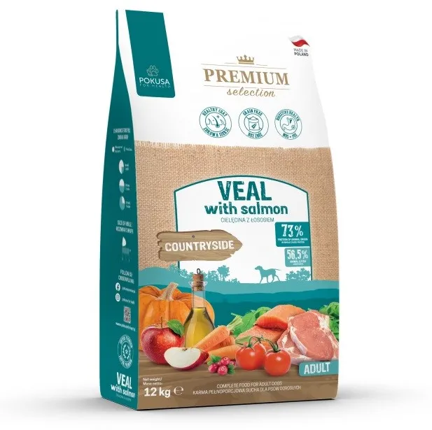 POKUSA Premium Selection Veal with salmon Adult - dry dog food - 12kg