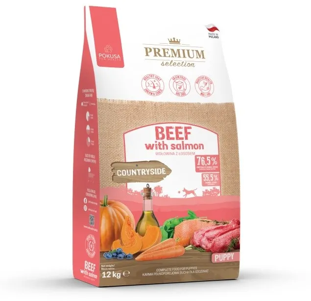 POKUSA Premium Selection Puppy Beef with salmon - dry dog food - 12kg
