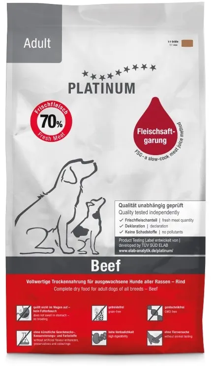 PLATINUM Adult Beef - semi-moist dog food - 1,5kg