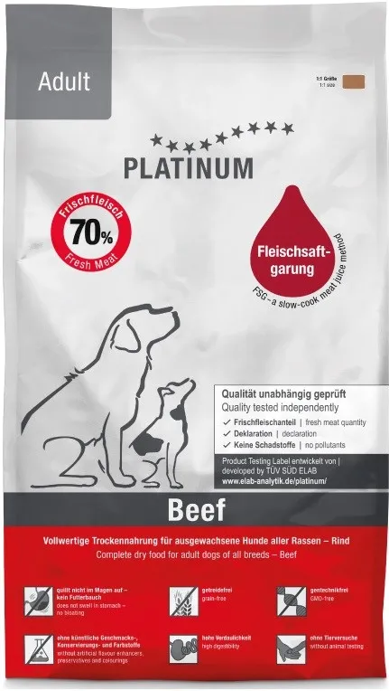 PLATINUM Adult Beef - semi-moist dog food - 5kg