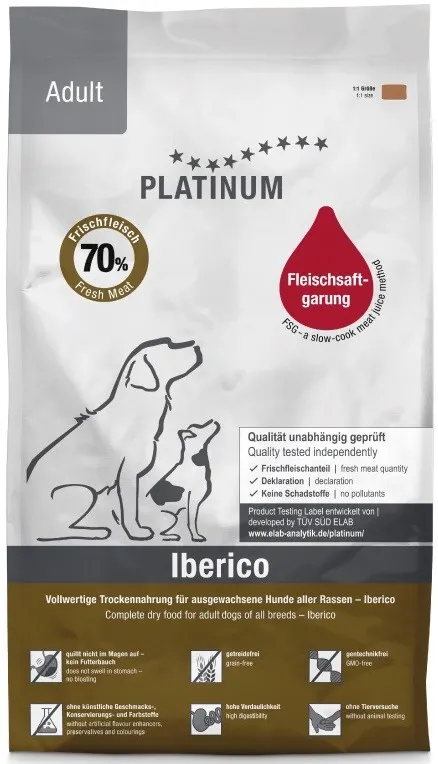 PLATINUM Adult Iberico - semi-moist dog food - 5kg