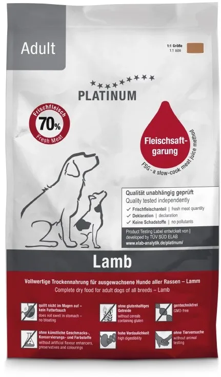 PLATINUM Adult Lamb - semi-moist dog food - 1,5kg