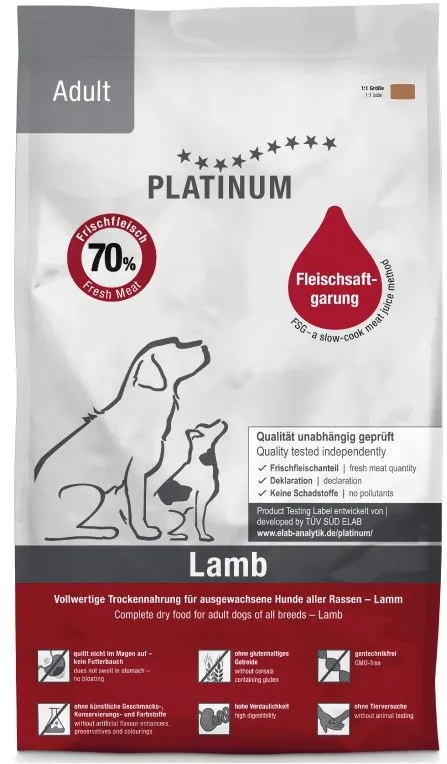 PLATINUM Adult Lamb - semi-moist dog food - 5kg