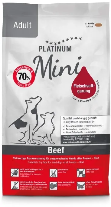 PLATINUM Adult Beef Mini - semi-moist dog food - 900g