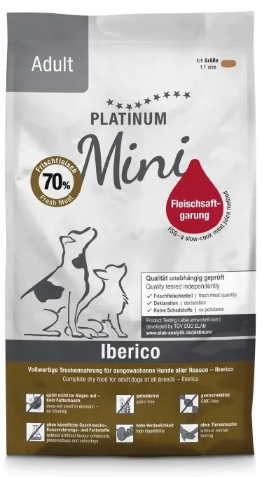 PLATINUM Adult Iberico Mini - semi-moist dog food - 900g